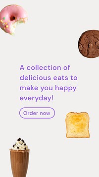 Dessert Instagram story template, aesthetic food design vector