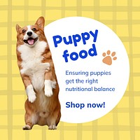 Puppy food Instagram ad template for social media advertisement psd