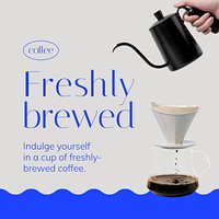 Brewed coffee Instagram post template, aesthetic food design vector