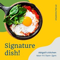 Signature dish Instagram post template, aesthetic food design vector