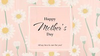 Pink greeting template, mother's day celebration with daisy flower psd