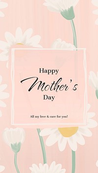 Pink greeting template, mother's day celebration with daisy flower vector