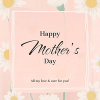 Pink greeting template, mother's day celebration with daisy flower vector