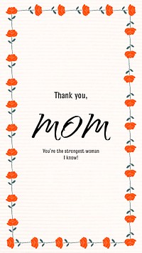 Floral mother's day template, Instagram story greeting psd