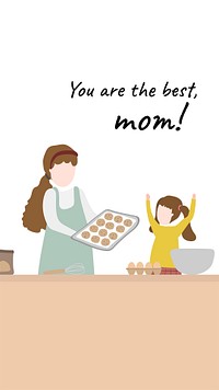 Mother's day cartoon template, greeting story psd