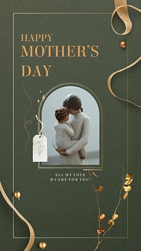 Happy mother's day template, green aesthetic design psd