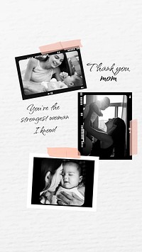 Aesthetic collage template, mother's day greeting story vector