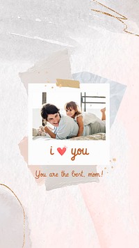 Aesthetic collage template, mother's day greeting story psd