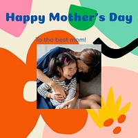 Floral memphis template, mother's day greeting post vector