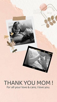 Aesthetic collage template, mother's day greeting story vector