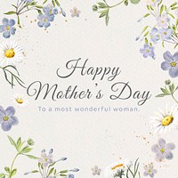 Aesthetic flower greeting template, mother's day celebration post psd