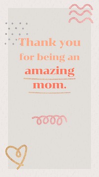 Cute memphis template, mother's day greeting story vector