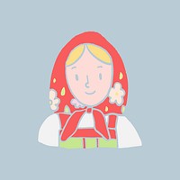 Red riding hood sticker, cute woman cartoon vector