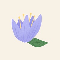 Purple flower collage element, aesthetic illustration vector