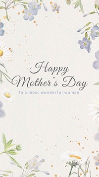 Aesthetic flower greeting template, mother's day celebration story psd