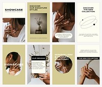 Jewelry store Instagram story templates, minimal small business design set vector