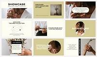 Jewelry shop presentation templates, minimal small business design set psd