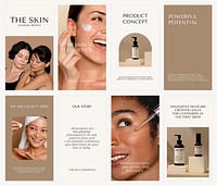 Skincare marketing Instagram story templates, product branding design set vector