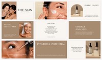 Skincare marketing presentation templates, product branding design set psd