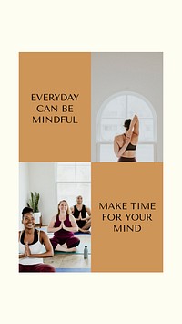 Health & wellness Facebook story template, yoga class design vector