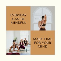 Health & wellness Facebook post template, yoga class design vector