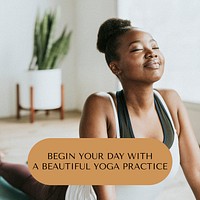 Health & wellness Instagram post template, yoga class design psd