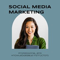 Marketing course Instagram post template, professional business teaching psd