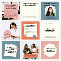 Digital marketing Instagram post templates for small business set vector