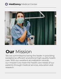 Hospital mission statement flyer template, medical business psd