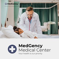 Medical center Instagram post template, healthcare service psd