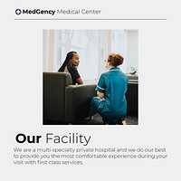 Medical facility Instagram post template, healthcare service psd