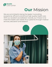 Medical mission statement flyer template, healthcare services vector