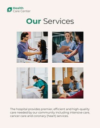 Medical services flyer template, hospital business psd