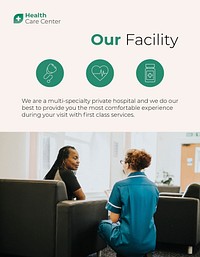 Medical facility flyer template, healthcare services vector