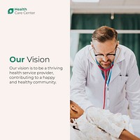 Company vision Instagram post template, healthcare vector