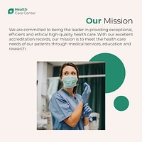 Mission statement Instagram post template, healthcare vector