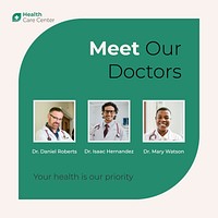 Doctors Instagram post template, healthcare vector