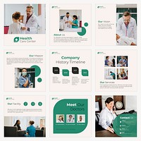 Professional hospital Facebook post template, medical set psd