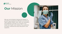 Mission statement presentation template, healthcare & hospital design vector