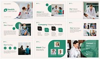 Healthcare services presentation template, medical design set vector