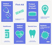 Healthcare social media story template, medical service set vector