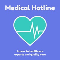 Medical hotline Instagram post template, healthcare vector