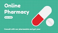 Online pharmacy blog banner template, healthcare & hospital design psd