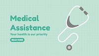 Medical assistance blog banner template, healthcare & hospital design psd