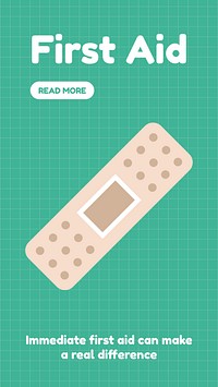 First aid Facebook story template, healthcare vector