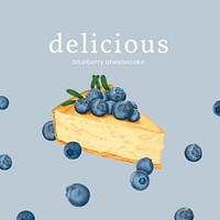 Blueberry cheesecake social template illustration