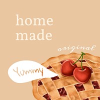 Homemade cherry pie social template illustration