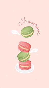 Hand drawn sweet macaron mobile background template illustration