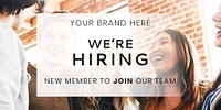 We&#39;re hiring new members to join our team social advertisement template mockup