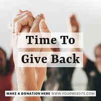 Time to give back donation social template mockup